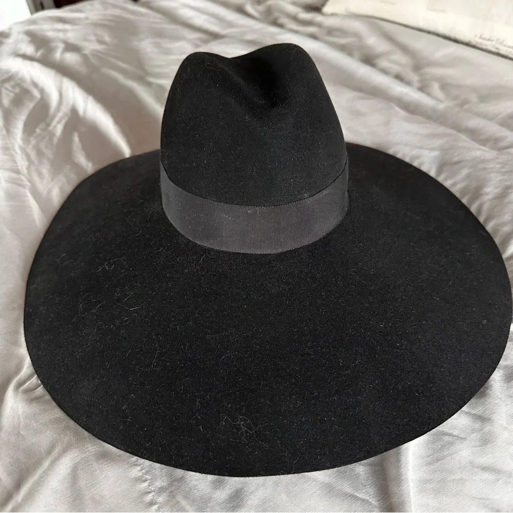 SAINT LAURENT Paris Runway Hedi Slimane Fedora Rabbit Fur Women's Hat 56 - Picture 6 of 7